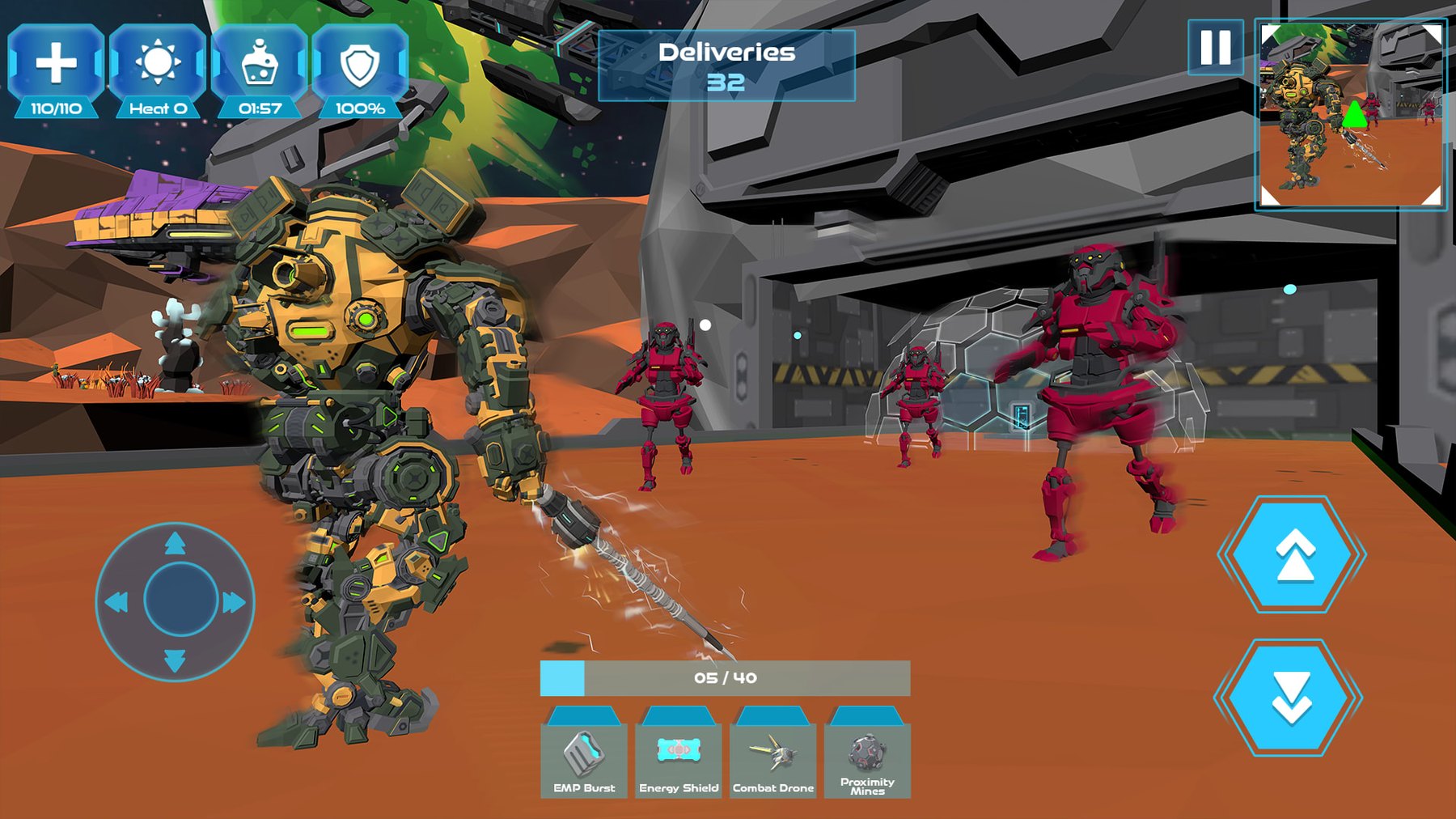 Courier Under Fire combat encounter with red enemy units